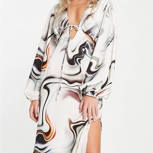 ASOS Topshop satin cut-out midi dress in abstract marble print. Never worn!